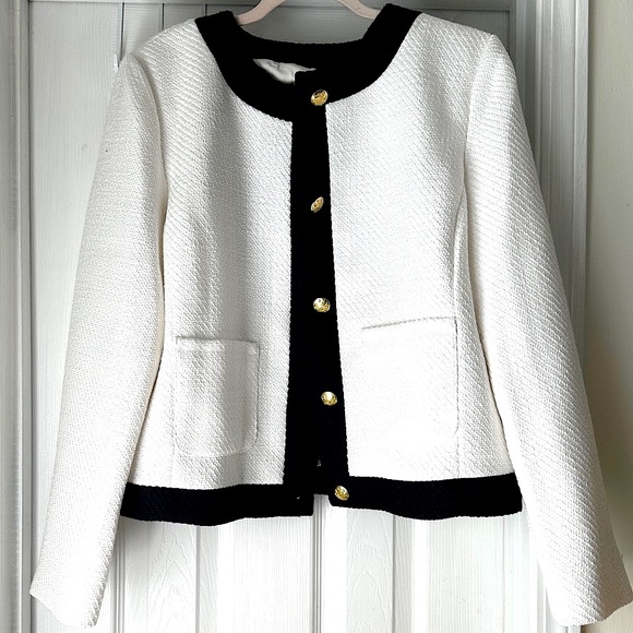 J. Crew Jackets & Blazers - NWT, J. Crew White and Black Blazer with Gold Buttons, plus size, size 16 office